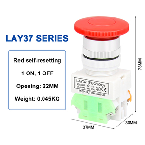 Y090 Mushroom Head Button LAY37-11 10A 1NO1NC Plastic <b>Power</b> Reset <b>Switch</b> 22MM 30MM Screw Terminal 660V - Product Image 2