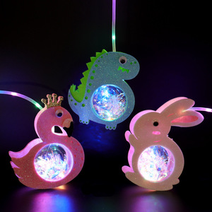 Lanterne à bulles LED portable en forme de lapin ou de dinosaure pour enfants, idéale pour la décoration des stands de marché nocturne - Product Image 3