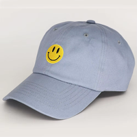 Gorra de Béisbol de Algodón Lavado Azul Claro con Parche Estampado Amarillo de la Marca VTL, Modelo VTL-27197, Primavera/Verano, Casual