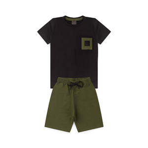Conjunto de dos piezas de punto ligero para niños: camiseta y pantalones cortos de tela transpirable, esencial para el verano, ideal para la playa, el parque o el patio trasero, talla grande extendida. - Product Image 1