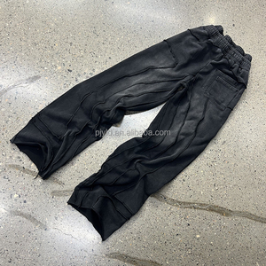 بدلة رياضية كبيرة الحجم بغطاء رأس مزدوج مخصصة تصميم قطع خاص حمض غسلها سستة هوديي وسراويل رياضية مجموعة للرجال - Product Image 5