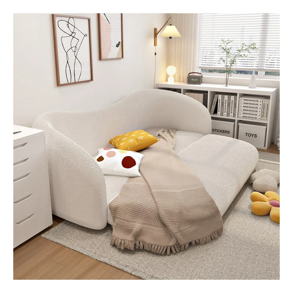 Sofá cama plegable de terciopelo suave, mueble moderno convertible con almacenamiento, bajo precio