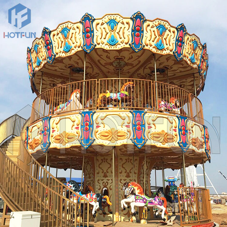 Beautiful Delicate Luxury Style Manege Enfant Fun Park Equipment Double Carousel Rides for Sale