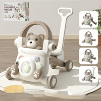 Poussette 4-en-1 en plastique pour bébés avec lumière musicale Marchette d'apprentissage assise pour enfants