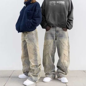 Hip-hop High Street Y2K soccorso Vintage stile retrò a gamba larga <span class=keywords><strong>Jeans</strong></span> larghi taglie forti larghi <span class=keywords><strong>Jeans</strong></span> larghi per uomo <span class=keywords><strong>donna</strong></span> - Product Image 3