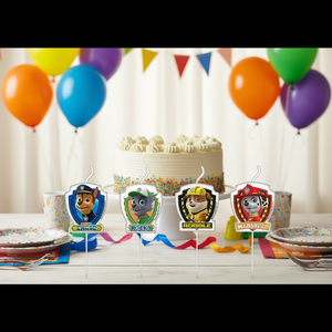 Paw Patrol Birthday <b>Candles</b> 4Pcs Character Cake Toppers Party Decor - Product Image 3