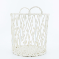 Panier à linge en corde de coton pour salle de bain avec cadre en fil métallique