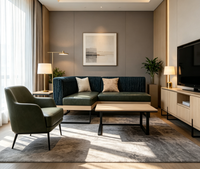 OEM Anpassbare Komplettlösung Leder-Samt 2 Jahre Garantie 4-5 Sterne Modernes L-förmiges Sofa für Hotelzimmer & Villa