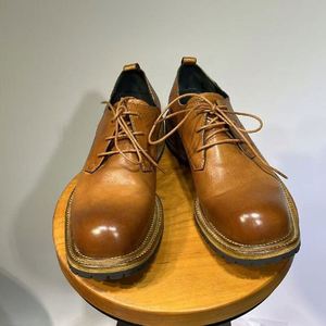 Chaussures Chukka pour hommes en cuir véritable à semelle épaisse, style rétro, décontractées et habillées, pour l'été, l'automne et l'hiver, petite taille, style anglais, à lacets, plateforme - Product Image 3