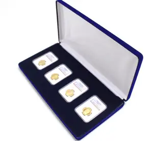 Caixa de presente para moedas de ouro e prata com 4 lajes NGC de veludo comemorativa para colecionador