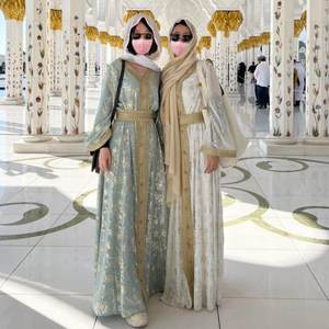 Abaya para Mujer, Ropa de Dubái, Oriente Medio, Emiratos Árabes Unidos, <span class=keywords><strong>Egipto</strong></span>, Atuendo de Viaje, Talla Grande, Poliéster, Estampado Floral, Cuello en V, Manga Ancha, Forro - Product Image 3