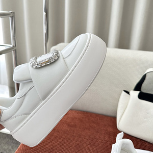 Giày lười đế bằng pha lê nữ Giày thể thao màu trắng thoải mái Giày thường ngày - Product Image 2