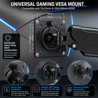 Support d'écran de jeu en acier avec panneau tactile RGB dynamique, lumière ambiante RGB pour Esports, rotation à 360°, plaque VESA 75x75 100x100, bras simple