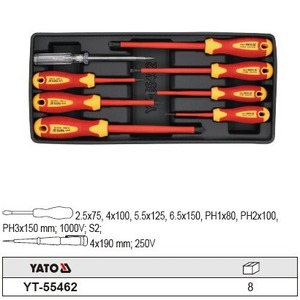 Yato Insulated <b>Screwdriver</b> <b>Set</b> 8-Piece 150 Mm <b>Phillips</b> Industrial Grade YT-55462 - Product Image 1
