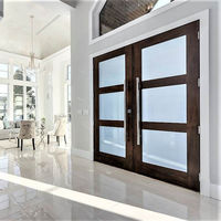Porte d'entrée double moderne en aluminium avec double vitrage et serrure de sécurité pour projets résidentiels