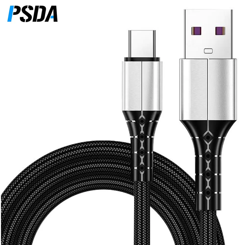 PSDA USB Type C Nylon Fast Cable 3A 5A Charging Quick Charge Cable For Samsung Galaxy S22 QC 3.0 Xiaomi Smartphone