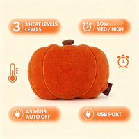 Coussin chauffant USB en peluche mignon en forme de citrouille, 3 niveaux de chaleur, pour la maison, cadeau de fêtes, vente en gros