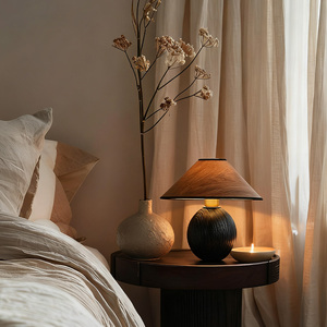 Lampe de table vintage japonaise du milieu du siècle dernier - 330 mm - Bois de frêne naturel - Lampe de chevet LED pour salon et chambre à coucher - Product Image 4