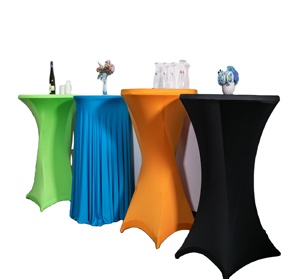 Housse de <span class=keywords><strong>table</strong></span> de bar à cocktails jetable en spandex tissé <span class=keywords><strong>extensible</strong></span> pour tables pliantes – Offre Spéciale - Product Image 1