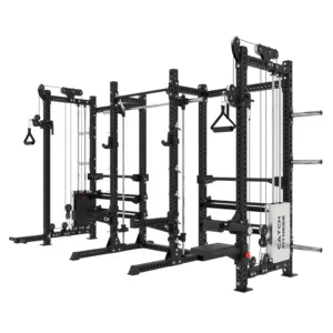 Penjualan Laris Peralatan Gym Multi Fungsi Kombinasi Berdiri Setengah Jongkok Power Pro Rack dengan Sambungan Sistem Penyimpanan dan Katrol
