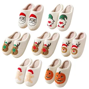 Custom Ladies House Fuzzy Fluffy Warm Smile Pantuflas Mujeres Smiley pantuflas Fur Home Happy Face Zapatillas Para Mujeres