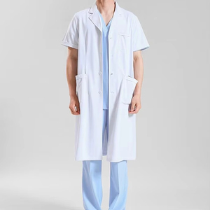 Lightweight Breathable Antibacterial Fluid Resistant Durable Comfortable Multi Pocket Zipper Front <b>Lab</b> Staff <b>White</b> <b>Coat</b> - Product Image 3