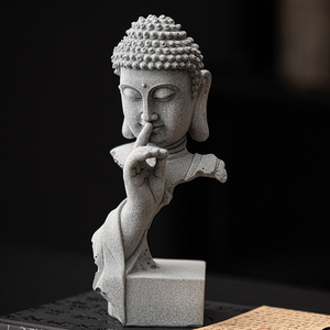 Statue de Bouddha Sakyamuni en résine, le silence est d'or, sculpture <span class=keywords><strong>zen</strong></span> et méditation, décoration de jardin, vente en gros - Product Image 5