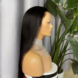 Peluca de Cabello Humano Virgen Remy de Alta Calidad, con Frente de Encaje HD 13x4, Transparente, Sin Pegamento, Color Natural, Talla de Gorra Pequeña, Longitud Media - Product Image 5