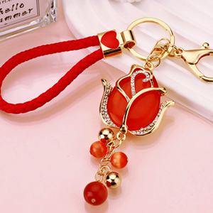 พวงกุญแจโลหะขายส่ง 3 มิติ น่ารัก แฟชั่น หรูหรา รูปดอกทิวลิป จี้ประดับ พวงกุญแจหรูหราประดับเพชร - Product Image 4