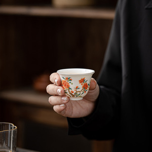 Tasse à thé en jade suédé, douze fleurs, tasse à thé de dégustation dorée, tasse à thé pour usage personnel, maître du thé Kung Fu, ensemble de thé à domicile, céramique, nouveau style chinois - Product Image 2