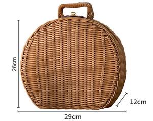 Bolso de Playa Vintage Unisex de Ratán con Forro de Algodón con Estampado Floral, Cierre de Botón, Correa Única, Uso Diario, Estilo con Logotipo - Product Image 1