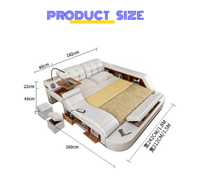 2021 Neuestes Modernes Design Luxus-Lederbett in Kingsize mit Multifunktionalem Stauraum und Massagefunktion