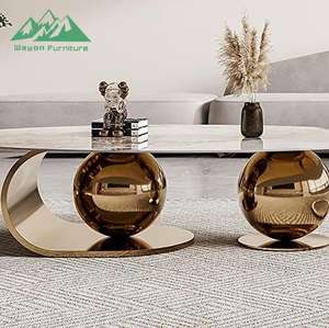 Mesa <span class=keywords><strong>de</strong></span> <span class=keywords><strong>Centro</strong></span> Moderna <span class=keywords><strong>de</strong></span> Lujo Wayon con Base Geométrica Única para Sala <span class=keywords><strong>de</strong></span> Estar <span class=keywords><strong>de</strong></span> Villa - Product Image 2