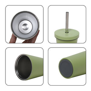 Stainless Steel Tumbler 480ml Insulated Travel Cup With Straw For Outdoor Use - Product Image 2