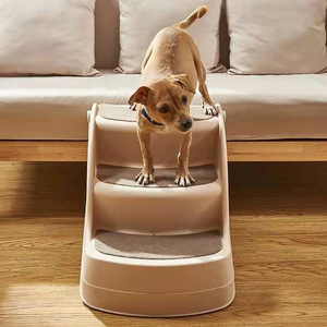 Escaleras para perros de plástico beige plegables con tapete antideslizante, forma rectangular HME101 434 - Product Image 2
