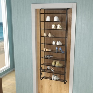 10 tầng trên cửa tổ chức Giày giá treo tường kệ giày với móc kim loại treo giá lưu trữ cho tủ quần áo - Product Image 2