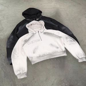 Sweat-shirt à capuche à fermeture éclair sur le côté, en coton 100%, style américain, surdimensionné, lavé, pour homme, automne 2025 - Product Image 1