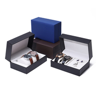 Boîte à montres en cuir haut de gamme avec logo personnalisé, simple, luxueuse, résistante aux chocs, résistante à l'eau, pour couple