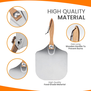 Outils de maniement de la pizza personnalisés : pelle à pizza en aluminium métallique 12x14 pouces avec coupe-pizza pliable et spatule à pizza - Product Image 2