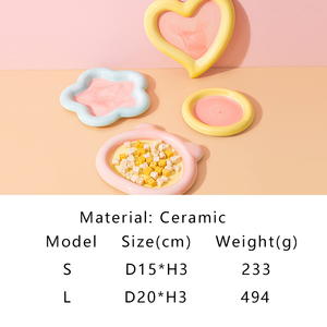 Atacado <span class=keywords><strong>pet</strong></span> food kitchenware bonito <span class=keywords><strong>pet</strong></span> tigelas cerâmica pintados à mão gato jantar placa cerâmica cão tigela cão lanche placa - Product Image 4