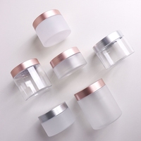 50ml 80ml 100ml 120ml 150ml 200ml 250ml 4oz 8oz clair givré large bouche cosmétique conteneur PET pots en plastique avec couvercle en or rose