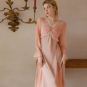 Pijama de Seda de Manga Larga de Alta Calidad, Lencería Sexy con Encaje, Camisón de Satén Suave, Ropa de Dormir Sexy para Mujer con Relleno - Product Image 6