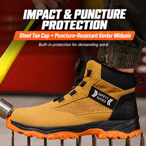 Bottes de sécurité en daim pour hommes avec embout en acier et système de laçage à molette, chaussures de travail antidérapantes pour la randonnée - Product Image 6