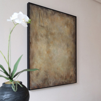 Impression sur toile rectangulaire abstraite rustique moderne, peinture à l'huile peinte à la main, décoration murale encadrée pour salon