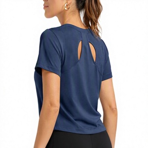 Hauts de sport légers pour femmes, col rond, coupe ajustée, respirants, manches courtes, extensibles dans quatre directions, pour le yoga et la gym - Product Image 6