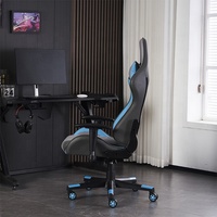 Chaise d'ordinateur ergonomique chaise de jeu lumières LED soutien lombaire réglable