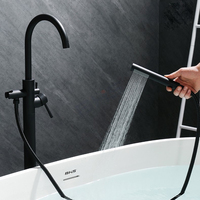 Fabricant de gros robinet de baignoire haut débit or rose colonne en cuivre doux brossé côté baignoire vertical chaud et froid