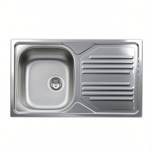 Évier de cuisine en acier inoxydable 86 cm avec égouttoir droit et cuve unique - Product Image 3