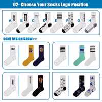 Chaussettes de sport blanches personnalisées avec logo, haute qualité, pour homme, jeune adulte, femme, cyclisme, rayures, chaussettes tube pour garçon, dessin animé, mignonnes