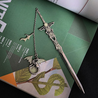 Marque-page lumineux en métal style antique, épée et dragon volant, fait main, haut de gamme, créatif, pour lecture, clip de page, culturel et artistique